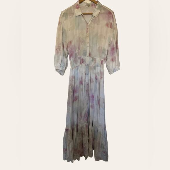 Z Supply Tanya Blurred White Pink Floral Button Front Maxi Dress Size Small - Picture 7 of 14